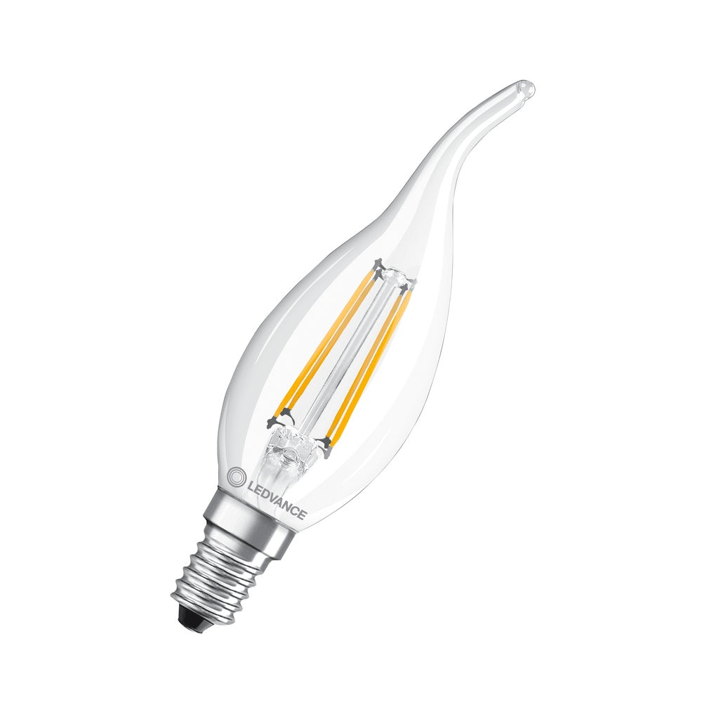 Ledvance E14 Led Filament Kaars 4W 827 Helder Glas - 4099854069475 [2 Stuks]