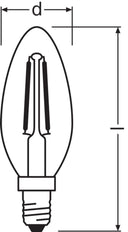 LEDVANCE Classic B E14 Duidelijk Filament 2.5W 827 - 4099854069451 [2 Stuks]