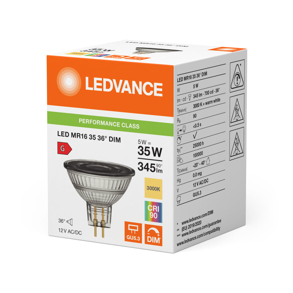 LEDVANCE Prestaties MR16 GU5.3 5W 930 Dimbare Spot - 4099854059711