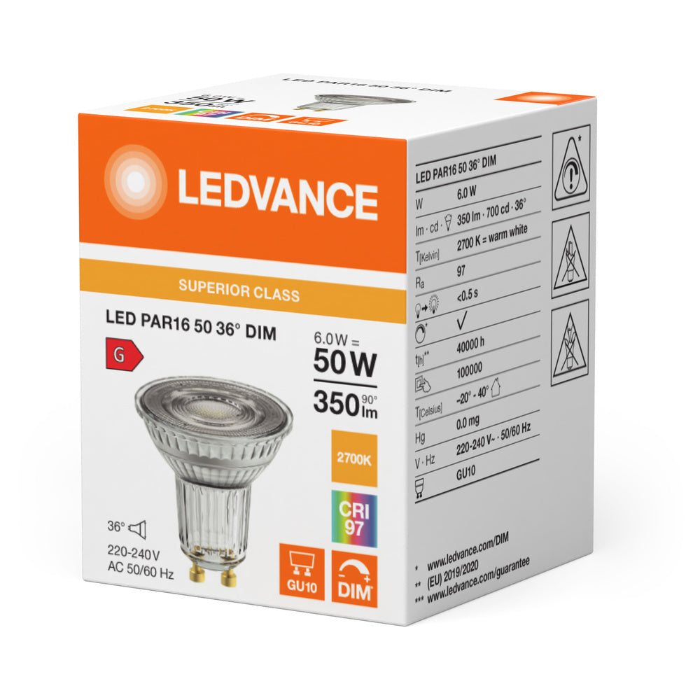 Ledvance Superior Gu10 Led Par16 6W 927 Dimbare Spot - 4099854058998
