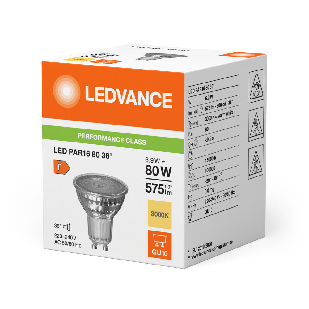 LEDVANCE Performance LED PAR16 GU10 6.9W 830 Spotlights - 4099854054808