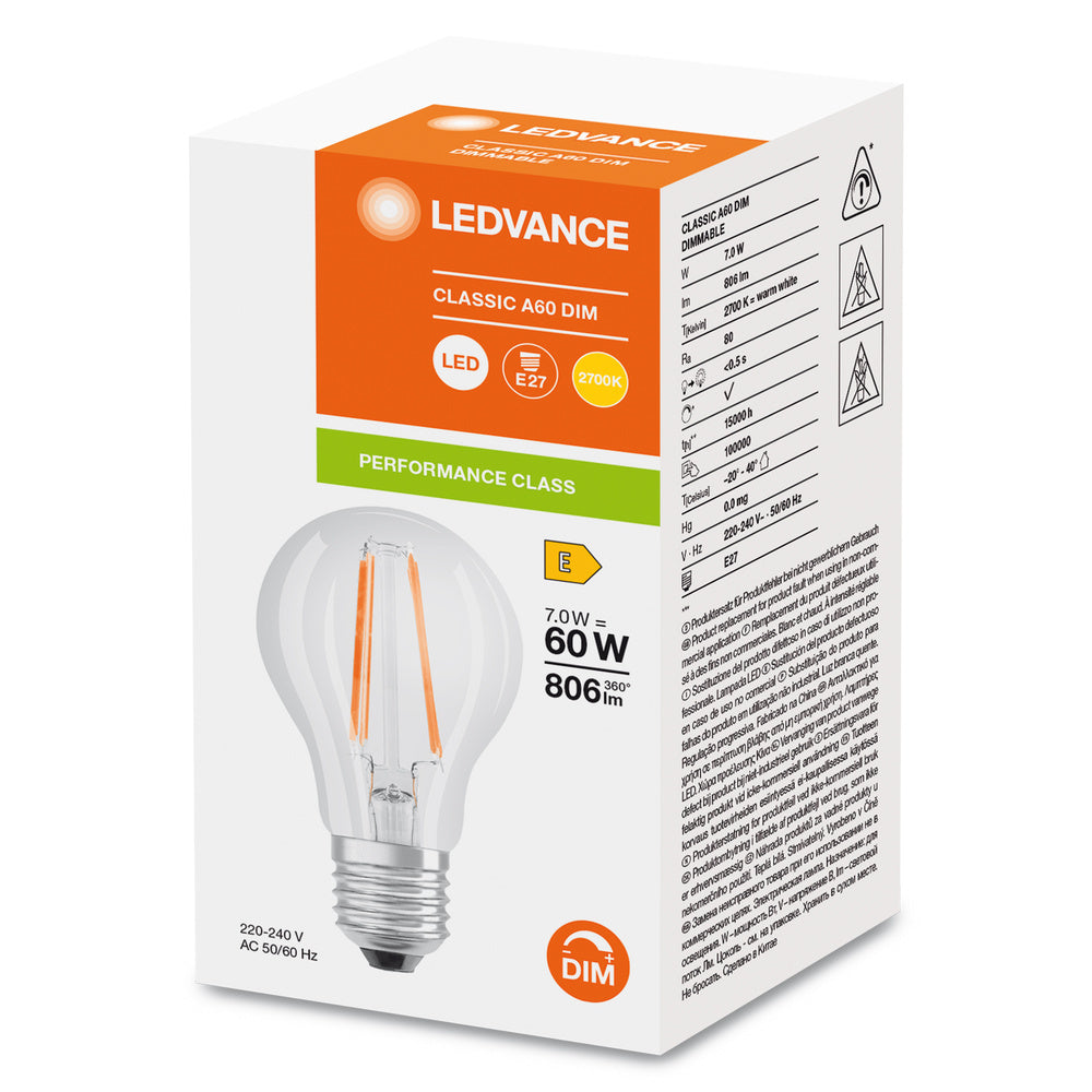 Dimbare Led Classic A19 7W E27 827 Helder Filament - 4099854054396