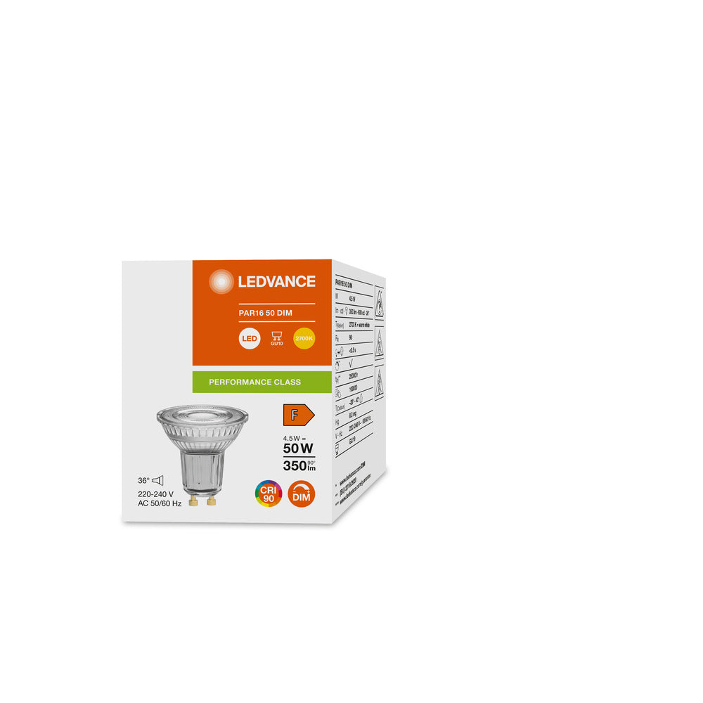 LEDVANCE PAR16 GU10 Dimbare LED Spot 4.5W 927 350lm - 4099854044984