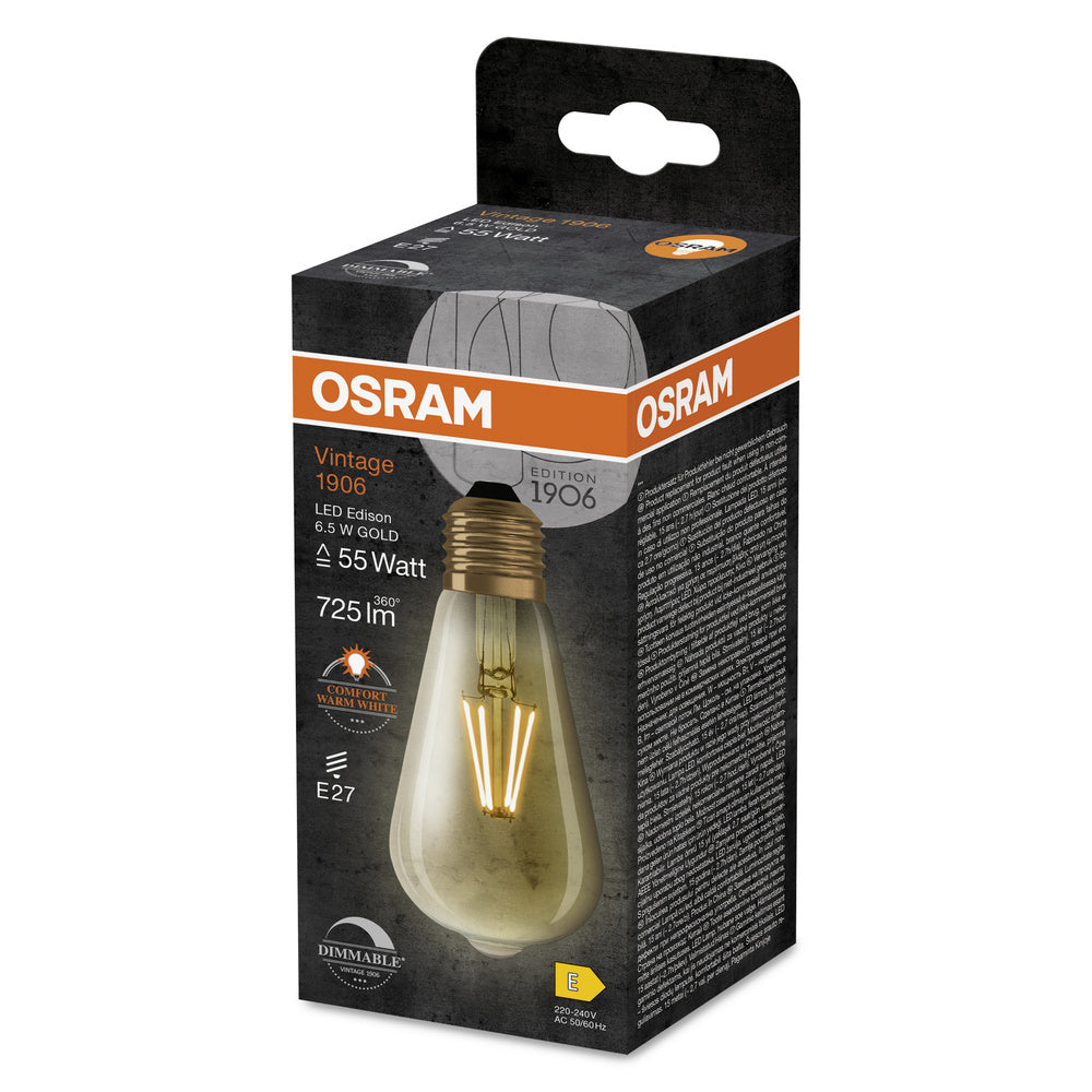 Vintage 1906 Led Edison Dimbare Gouden E27 6.5W 2400K - 4099854081514