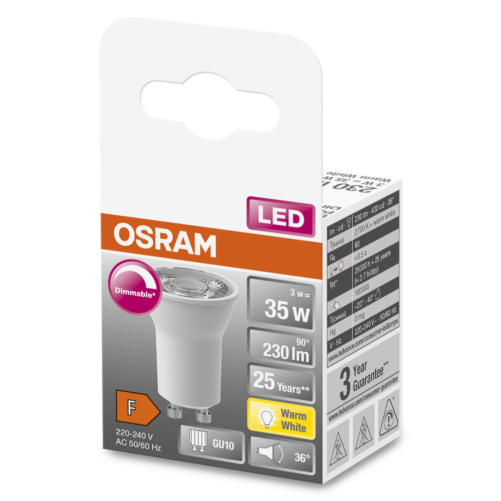 Osram Led Superstar Par11 3W Gu10 2700K Dimbare Spot [2 Stuks]