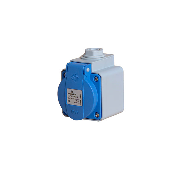 16A Opbouw Voedingssocket IP54 Grijs Blauw - PWCORA16 [2 Stuks]