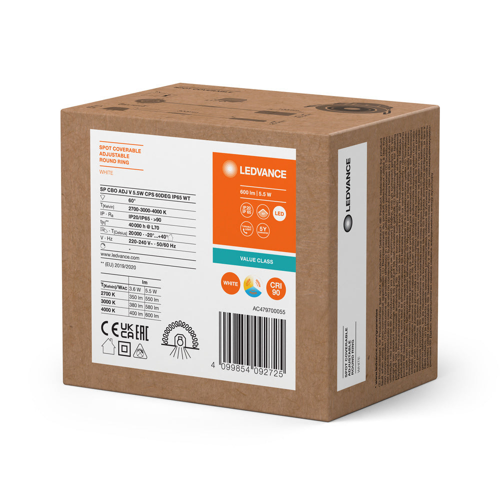 LEDVANCE Verstelbare CCT IP65 Spotlicht 5.5W - 4099854092725
