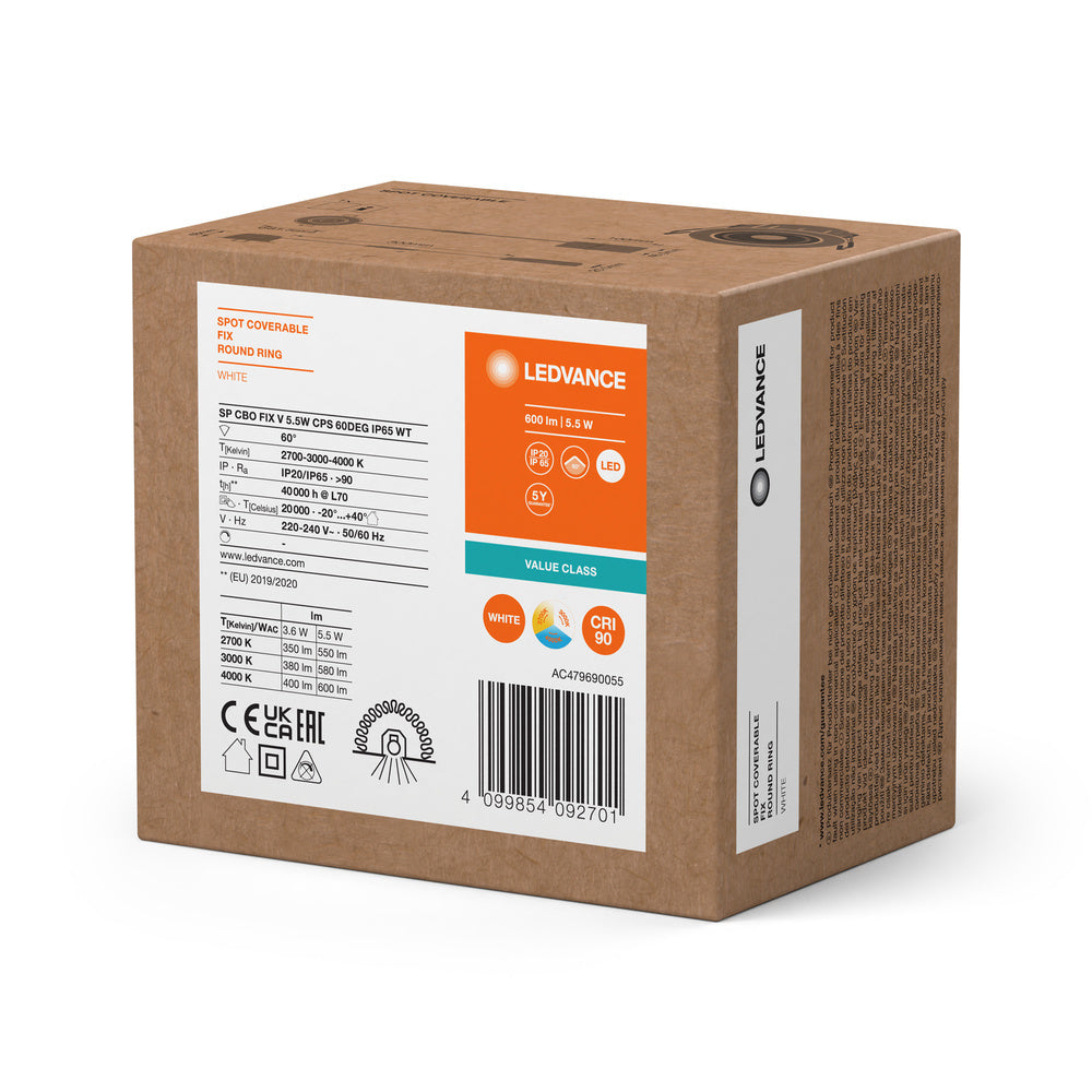 LEDVANCE 5.5W CCT Verstelbare IP65 Inbouw Spotlicht - 4099854092701