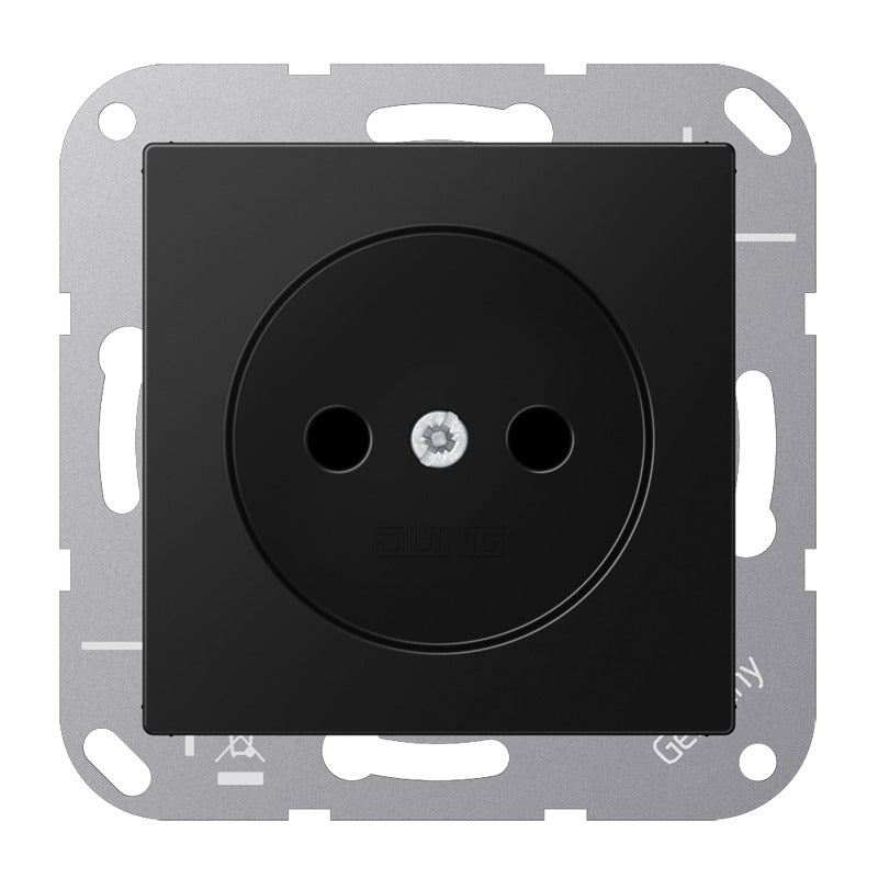 Jung A Serie Wandcontactdoos 16A 250V Niet Aardingsgrafiet Zwart - A1510NSWM