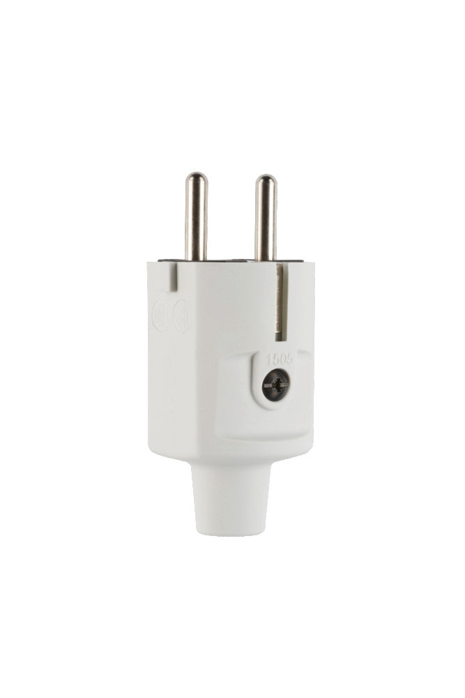 Compacte Schuko Dubbele Aardingsplug IP20 TPE Grijs - 100000046 [2 Stuks]