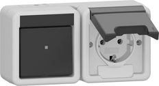 Gira 417730 Horizontale Schakelstopcontact Combinatie IP44 Grijs - 417730