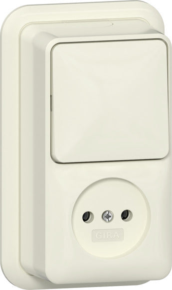 Gira Opbouw 2-Pole Schakelstopcontact Combinatie Crème Wit - 447610