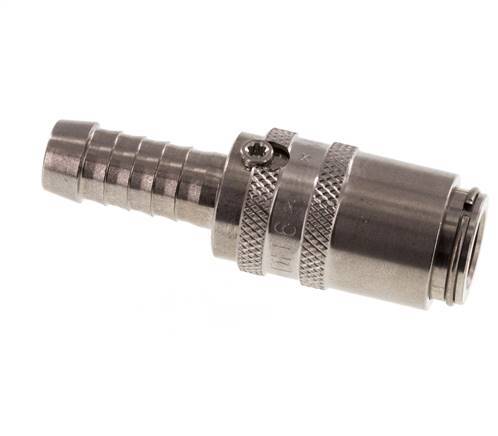 RVS DN 6 Tempereerkoppeling Snelkoppeling 9 mm Slangpilaar Dubbele afsluiting
