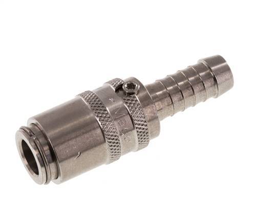 RVS DN 6 Tempereerkoppeling Snelkoppeling 9 mm Slangpilaar Dubbele afsluiting