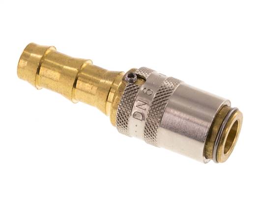 Messing DN 6 Tempereerkoppeling Snelkoppeling 9.5 mm Slangpilaar Loskoppelbeveiliging