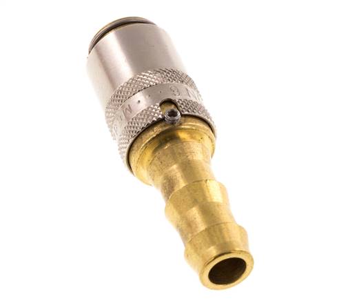 Messing DN 6 Tempereerkoppeling Snelkoppeling 9.5 mm Slangpilaar Loskoppelbeveiliging