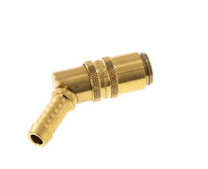 Brass DN 6 Mold Coupling Socket 9 mm Hose Pillar Double Shut-Off 45-deg