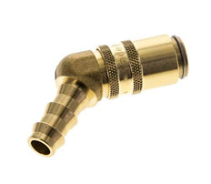 Messing DN 6 Tempereerkoppeling Snelkoppeling 9.5 mm Slangpilaar Dubbele afsluiting 45-deg