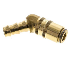 Messing DN 6 Tempereerkoppeling Snelkoppeling 9.5 mm Slangpilaar Dubbele afsluiting 45-deg
