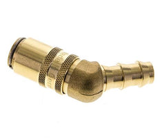 Messing DN 6 Tempereerkoppeling Snelkoppeling 9.5 mm Slangpilaar Dubbele afsluiting 45-deg