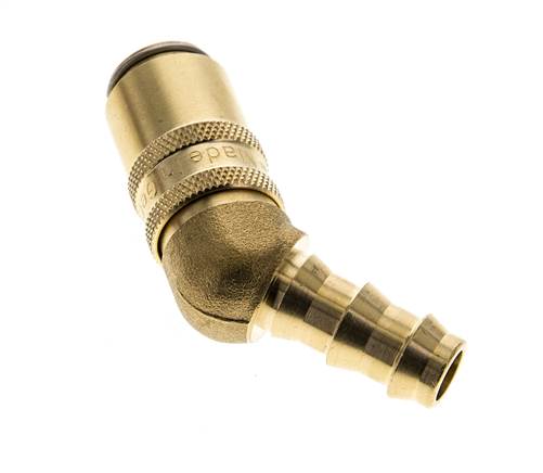 Messing DN 6 Tempereerkoppeling Snelkoppeling 9.5 mm Slangpilaar Dubbele afsluiting 45-deg