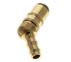 Messing DN 6 Tempereerkoppeling Snelkoppeling 9.5 mm Slangpilaar Dubbele afsluiting 45-deg