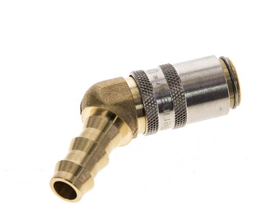 Messing DN 6 Tempereerkoppeling Snelkoppeling 9.5 mm Slangpilaar 45-deg