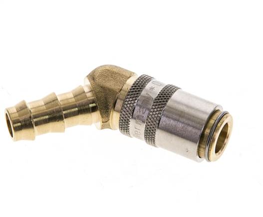 Messing DN 6 Tempereerkoppeling Snelkoppeling 9.5 mm Slangpilaar 45-deg
