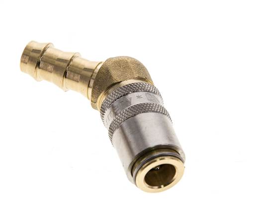 Messing DN 6 Tempereerkoppeling Snelkoppeling 9.5 mm Slangpilaar 45-deg