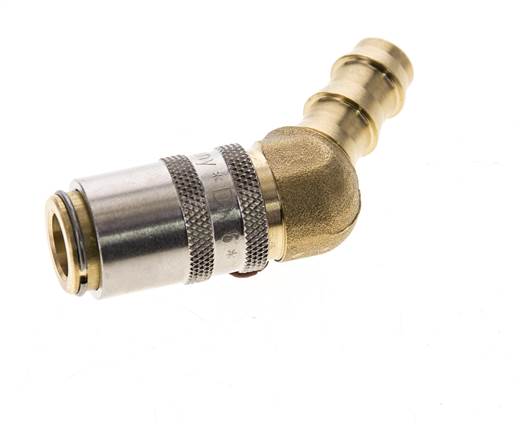 Messing DN 6 Tempereerkoppeling Snelkoppeling 9.5 mm Slangpilaar 45-deg