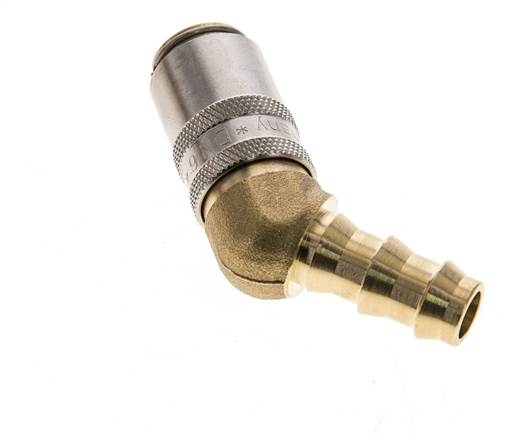 Messing DN 6 Tempereerkoppeling Snelkoppeling 9.5 mm Slangpilaar 45-deg