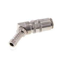 Stainless Steel DN 6 Mold Coupling Socket 9 mm Hose Pillar Double Shut-Off 45-deg