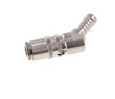 Stainless Steel DN 6 Mold Coupling Socket 9 mm Hose Pillar Double Shut-Off 45-deg