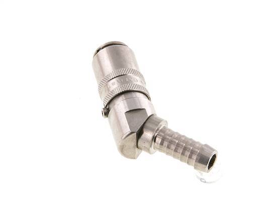 Stainless Steel DN 6 Mold Coupling Socket 9 mm Hose Pillar 45-deg