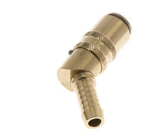 Brass DN 6 Mold Coupling Socket 9 mm Hose Pillar Unlocking Protection Double Shut-Off 45-deg