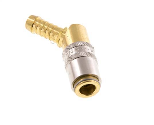 Brass DN 6 Mold Coupling Socket 9 mm Hose Pillar Unlocking Protection 45-deg