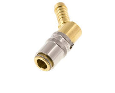 Brass DN 6 Mold Coupling Socket 9 mm Hose Pillar Unlocking Protection 45-deg
