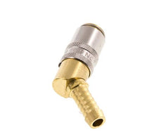 Messing DN 6 Tempereerkoppeling Snelkoppeling 9 mm Slangpilaar Loskoppelbeveiliging 45-deg