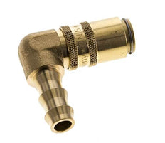 Messing DN 6 Tempereerkoppeling Snelkoppeling 9.5 mm Slangpilaar Dubbele afsluiting 90-deg