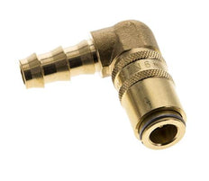 Messing DN 6 Tempereerkoppeling Snelkoppeling 9.5 mm Slangpilaar Dubbele afsluiting 90-deg
