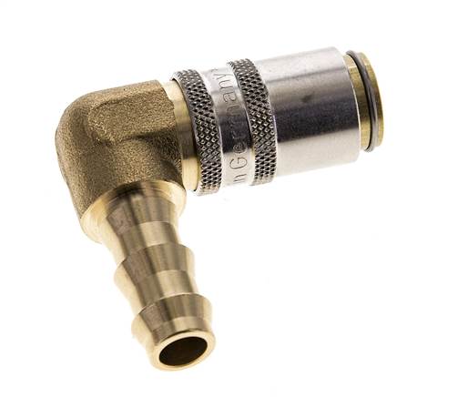 Messing DN 6 Tempereerkoppeling Snelkoppeling 9.5 mm Slangpilaar 90-deg