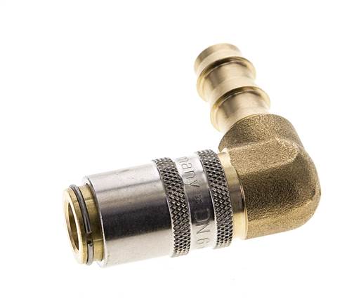 Messing DN 6 Tempereerkoppeling Snelkoppeling 9.5 mm Slangpilaar 90-deg