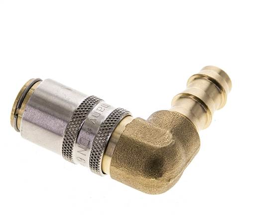 Messing DN 6 Tempereerkoppeling Snelkoppeling 9.5 mm Slangpilaar 90-deg