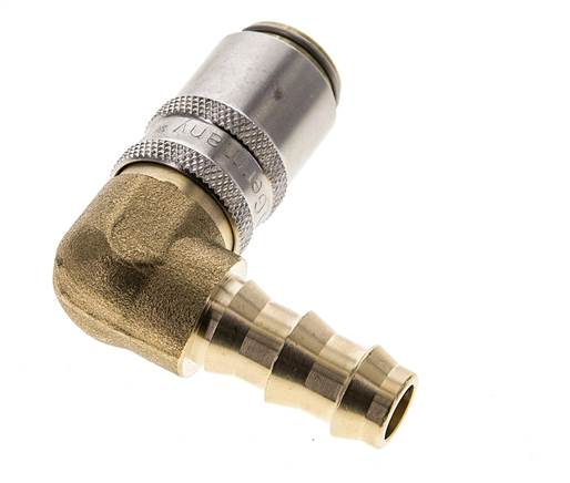Messing DN 6 Tempereerkoppeling Snelkoppeling 9.5 mm Slangpilaar 90-deg
