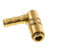 Messing DN 6 Tempereerkoppeling Snelkoppeling 9.5 mm Slangpilaar Loskoppelbeveiliging Dubbele afsluiting 90-deg