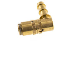 Messing DN 6 Tempereerkoppeling Snelkoppeling 9.5 mm Slangpilaar Loskoppelbeveiliging Dubbele afsluiting 90-deg