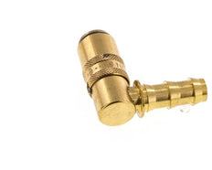 Messing DN 6 Tempereerkoppeling Snelkoppeling 9.5 mm Slangpilaar Loskoppelbeveiliging Dubbele afsluiting 90-deg