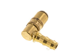 Messing DN 6 Tempereerkoppeling Snelkoppeling 9.5 mm Slangpilaar Loskoppelbeveiliging Dubbele afsluiting 90-deg