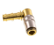 Messing DN 6 Tempereerkoppeling Snelkoppeling 9.5 mm Slangpilaar Loskoppelbeveiliging 90-deg