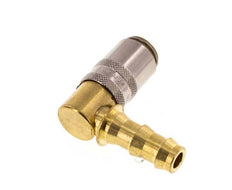 Messing DN 6 Tempereerkoppeling Snelkoppeling 9.5 mm Slangpilaar Loskoppelbeveiliging 90-deg